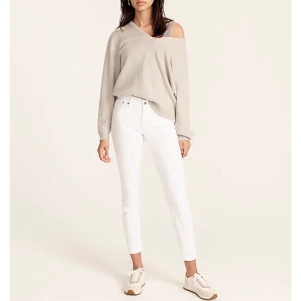 J Crew White Mid Rise Toothpick Skinny Jeans Size 24